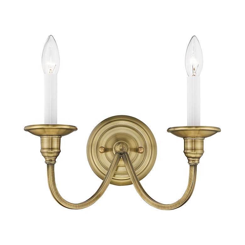 Image 4 Cranford 2-Light Antique Brass Candle Wall Sconce more views