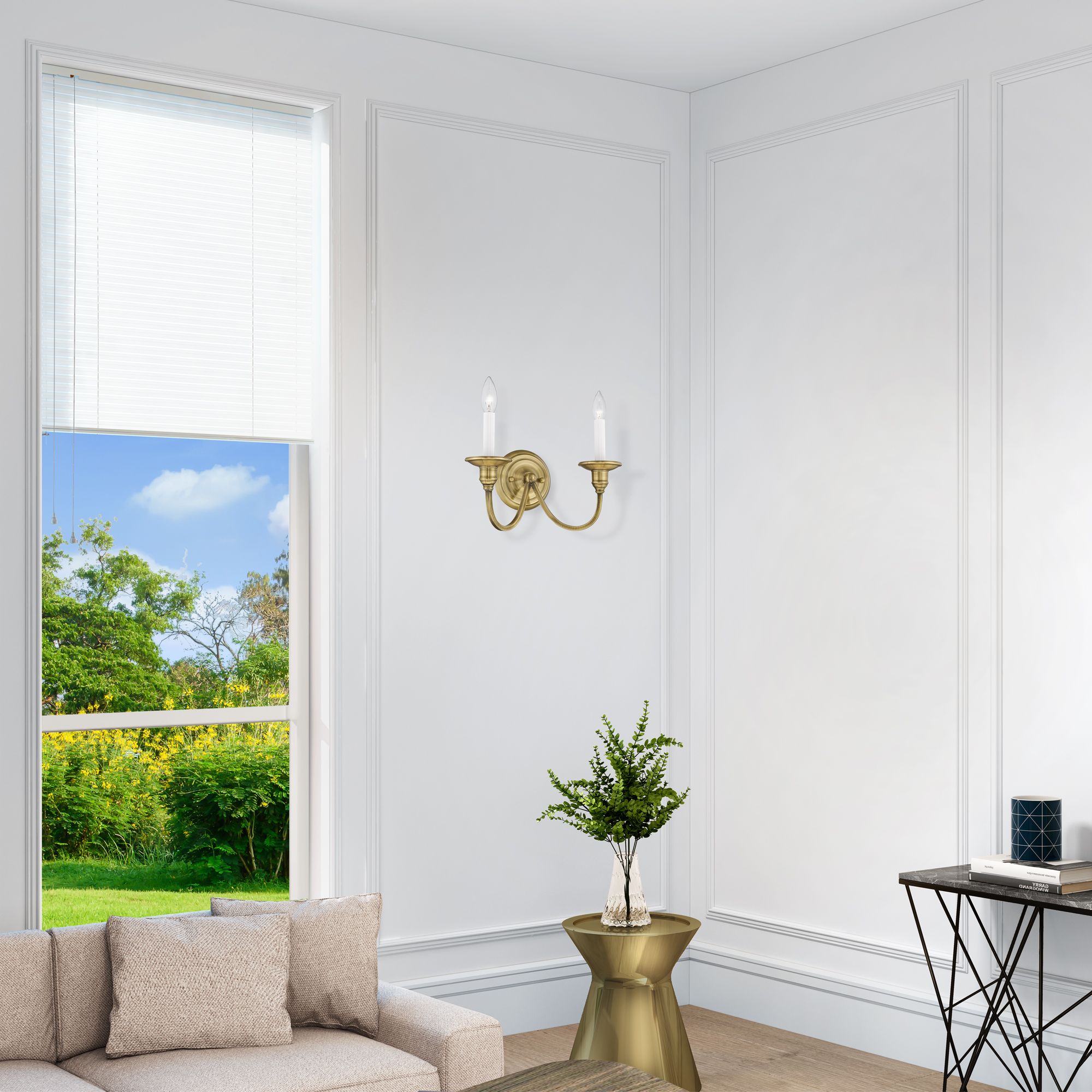 Cranford 2-Light Antique Brass Candle Wall Sconce