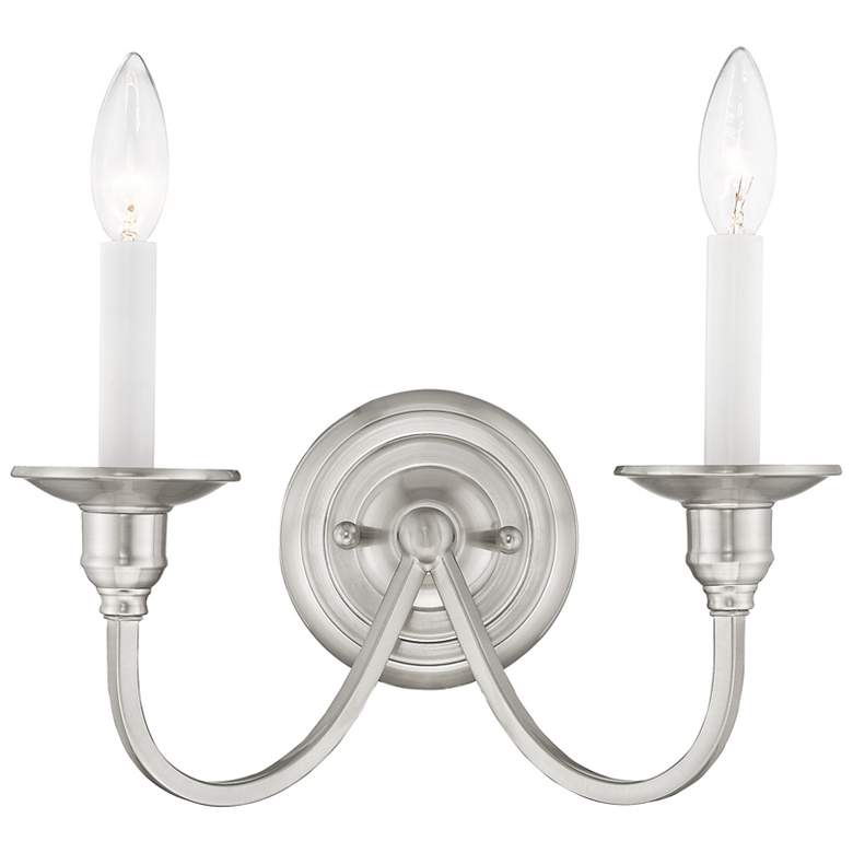 Image 1 Cranford 2-Light Brushed Nickel Candle Wall Sconce