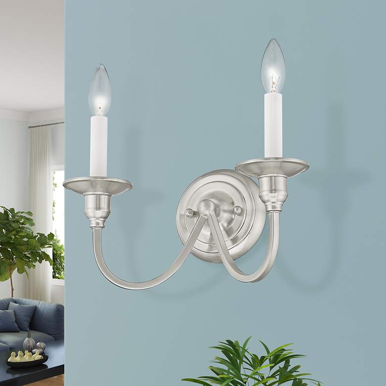 Image 1 Cranford 2-Light Brushed Nickel Candle Wall Sconce