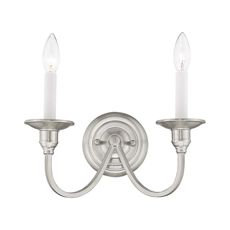 Image 4 Cranford 2-Light Brushed Nickel Candle Wall Sconce more views