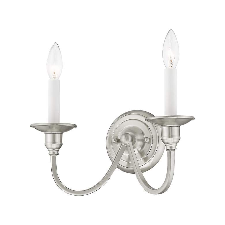 Image 5 Cranford 2-Light Brushed Nickel Candle Wall Sconce more views