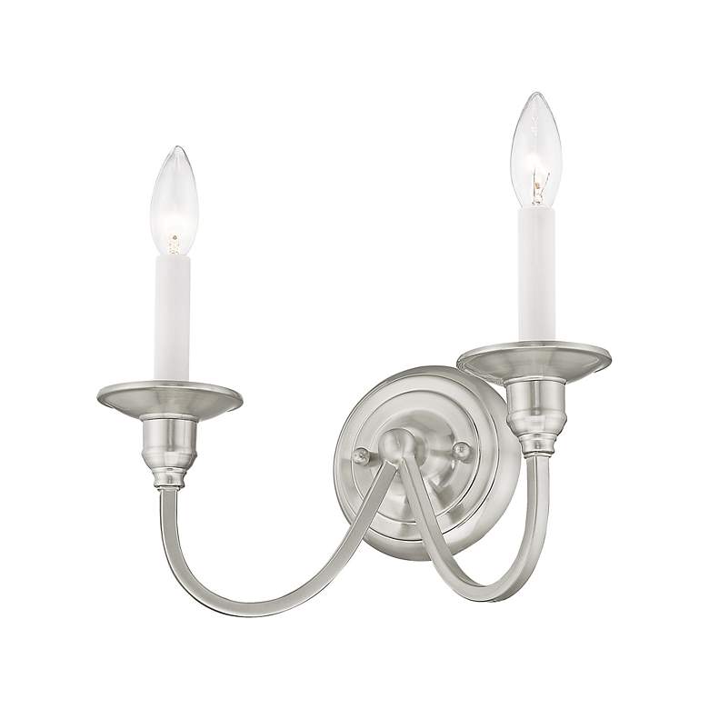 Image 6 Cranford 2-Light Brushed Nickel Candle Wall Sconce more views