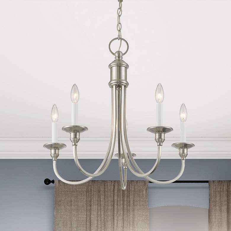 Image 1 Cranford 24-in 5-Light Brushed Nickel Candle Chandelier