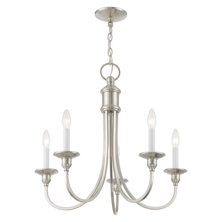 Image 4 Cranford 24-in 5-Light Brushed Nickel Candle Chandelier more views