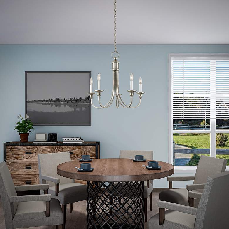 Image 5 Cranford 24-in 5-Light Brushed Nickel Candle Chandelier more views