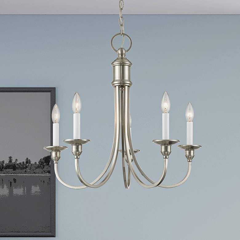 Image 6 Cranford 24-in 5-Light Brushed Nickel Candle Chandelier more views
