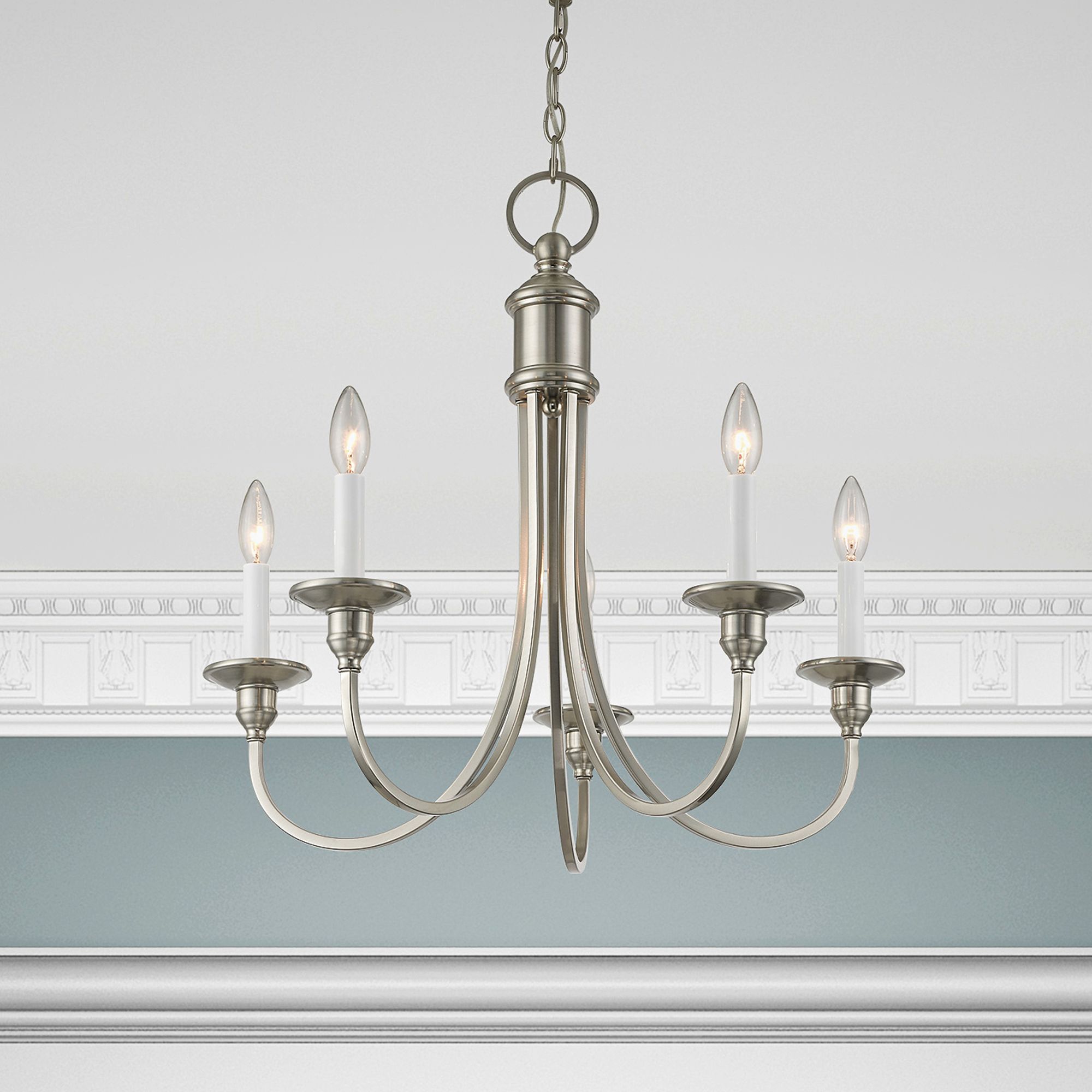 Cranford 24-in 5-Light Brushed Nickel Candle Chandelier