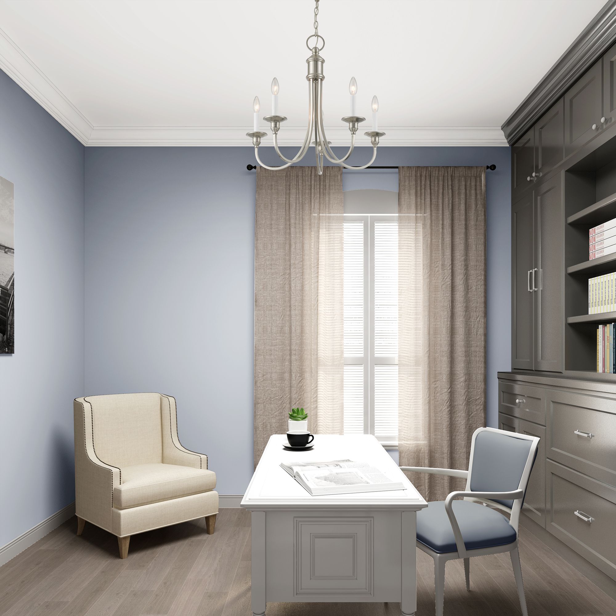 Cranford 24-in 5-Light Brushed Nickel Candle Chandelier