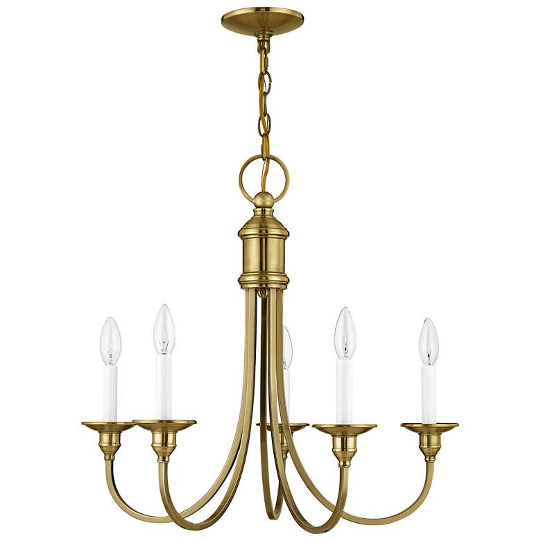 Image 4 Cranford 24" Wide Antique Brass 5-Light Candle Chandelier more views