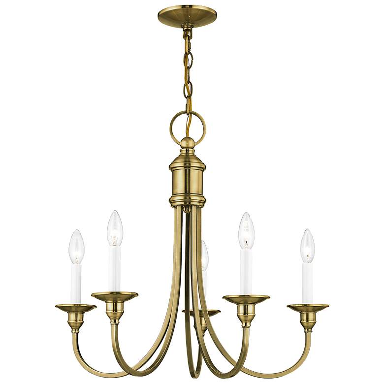 Image 5 Cranford 24" Wide Antique Brass 5-Light Candle Chandelier more views