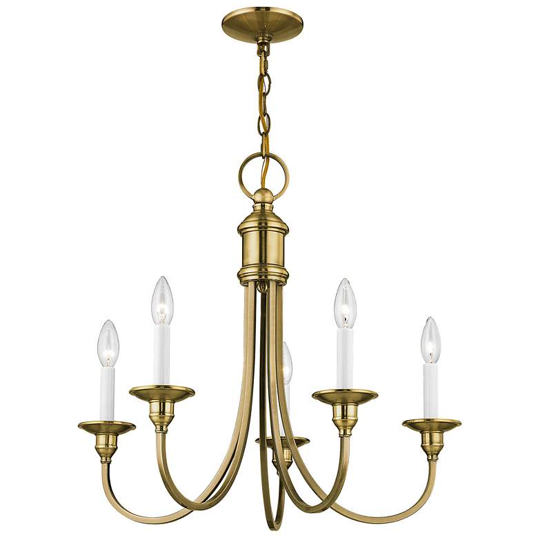Image 6 Cranford 24" Wide Antique Brass 5-Light Candle Chandelier more views