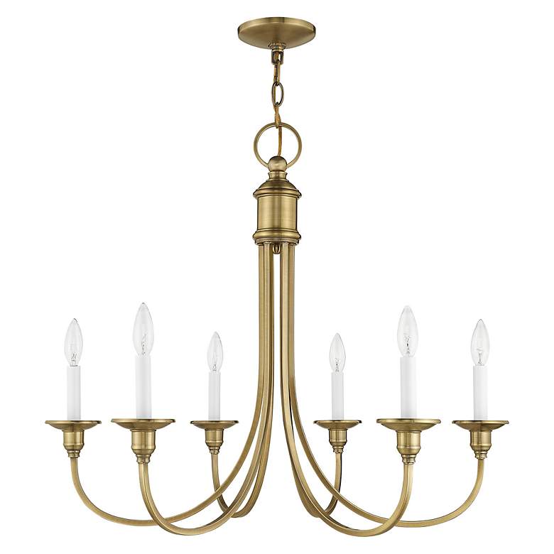 Image 3 Cranford 26-in 6-Light Antique Brass Candle Chandelier more views