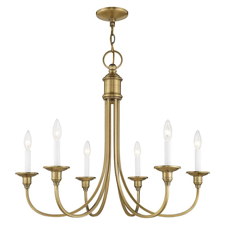 Image 4 Cranford 26-in 6-Light Antique Brass Candle Chandelier more views