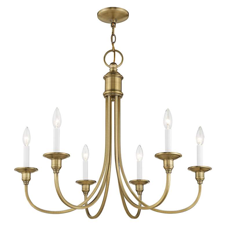 Image 5 Cranford 26-in 6-Light Antique Brass Candle Chandelier more views