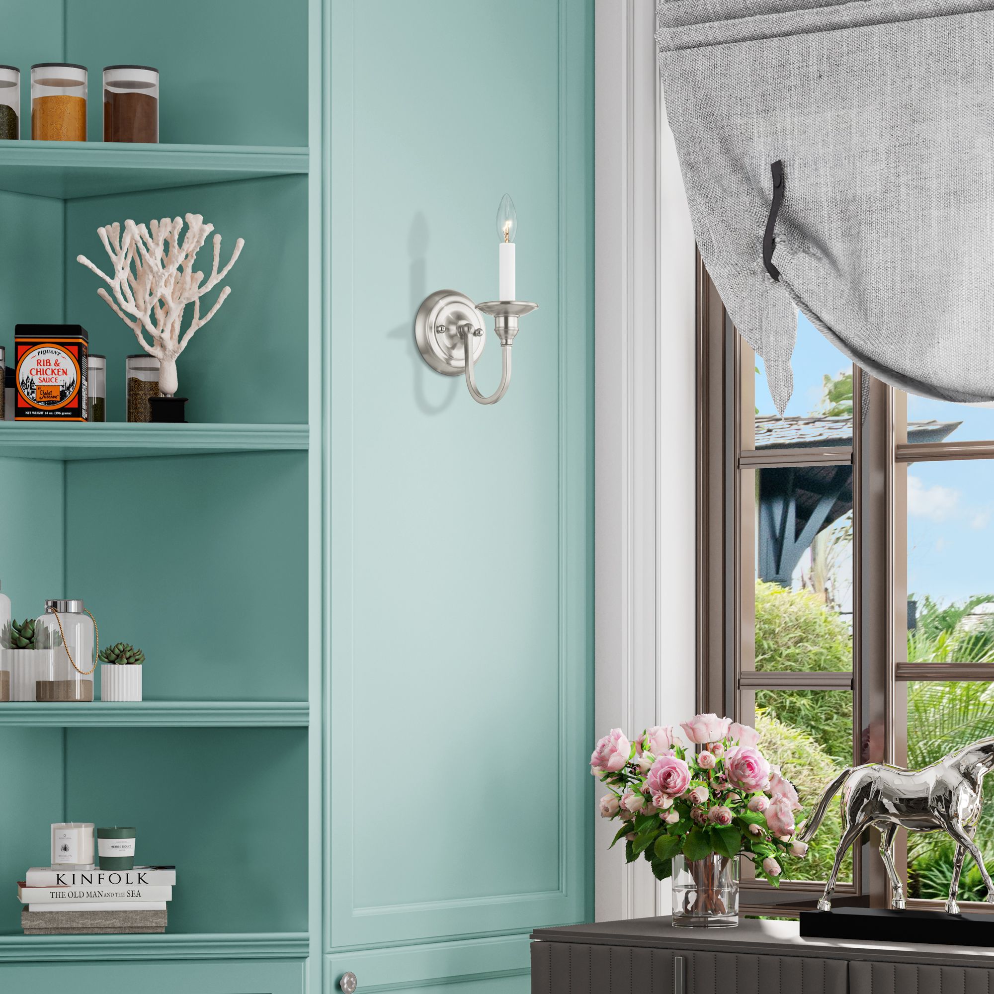 Cranford 5-in W 1-Light Brushed Nickel Candle Wall Sconce