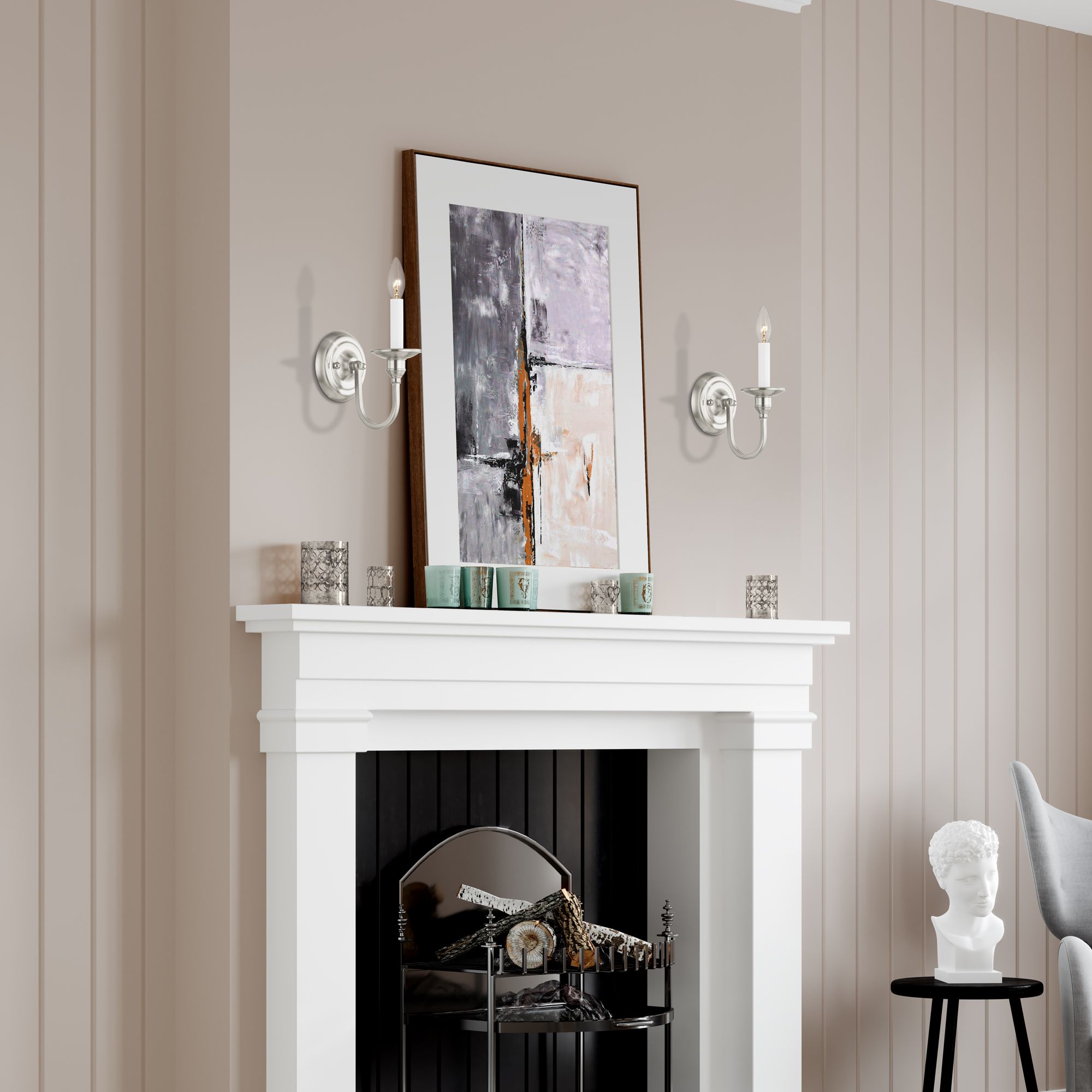 Cranford 5-in W 1-Light Brushed Nickel Candle Wall Sconce