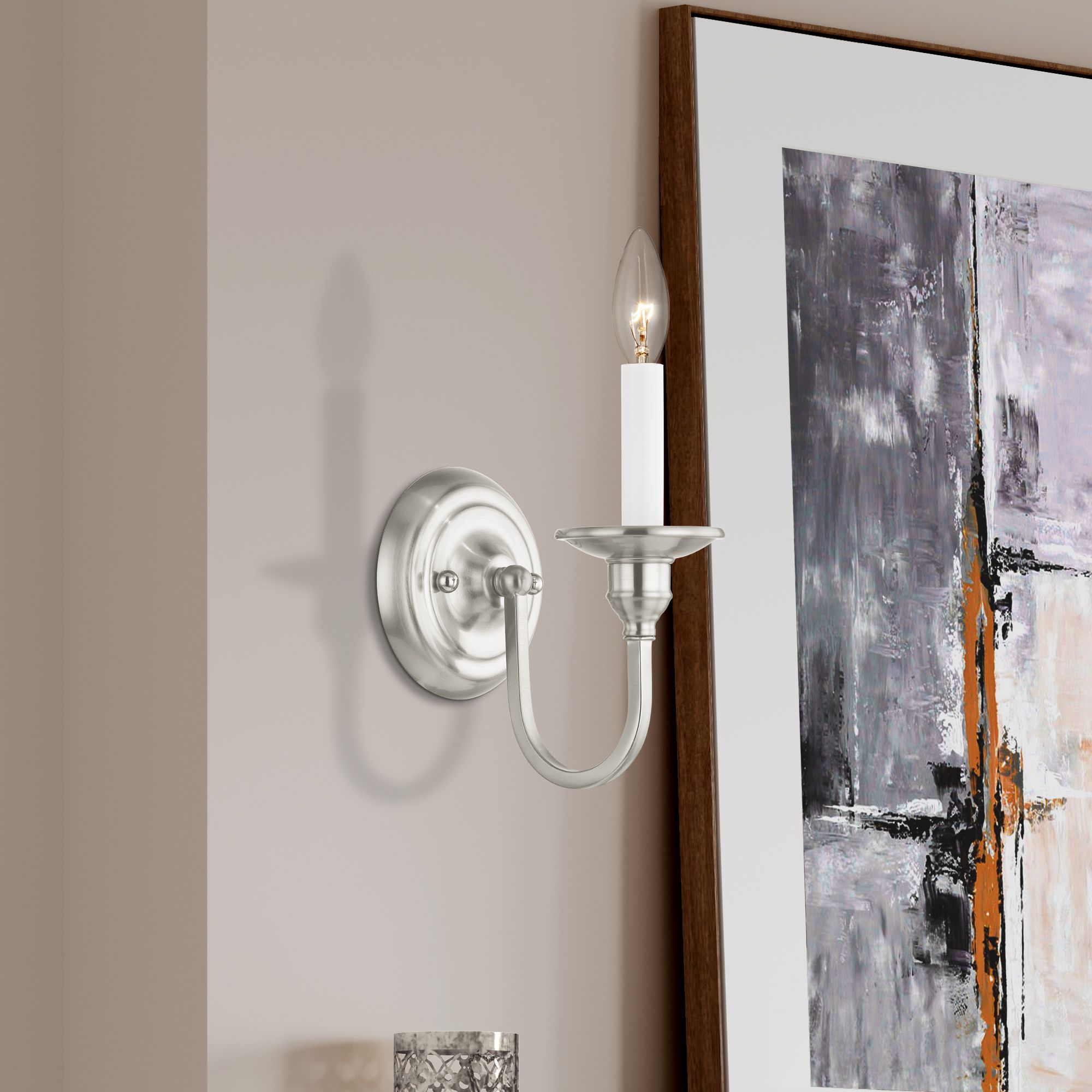 Cranford 5-in W 1-Light Brushed Nickel Candle Wall Sconce