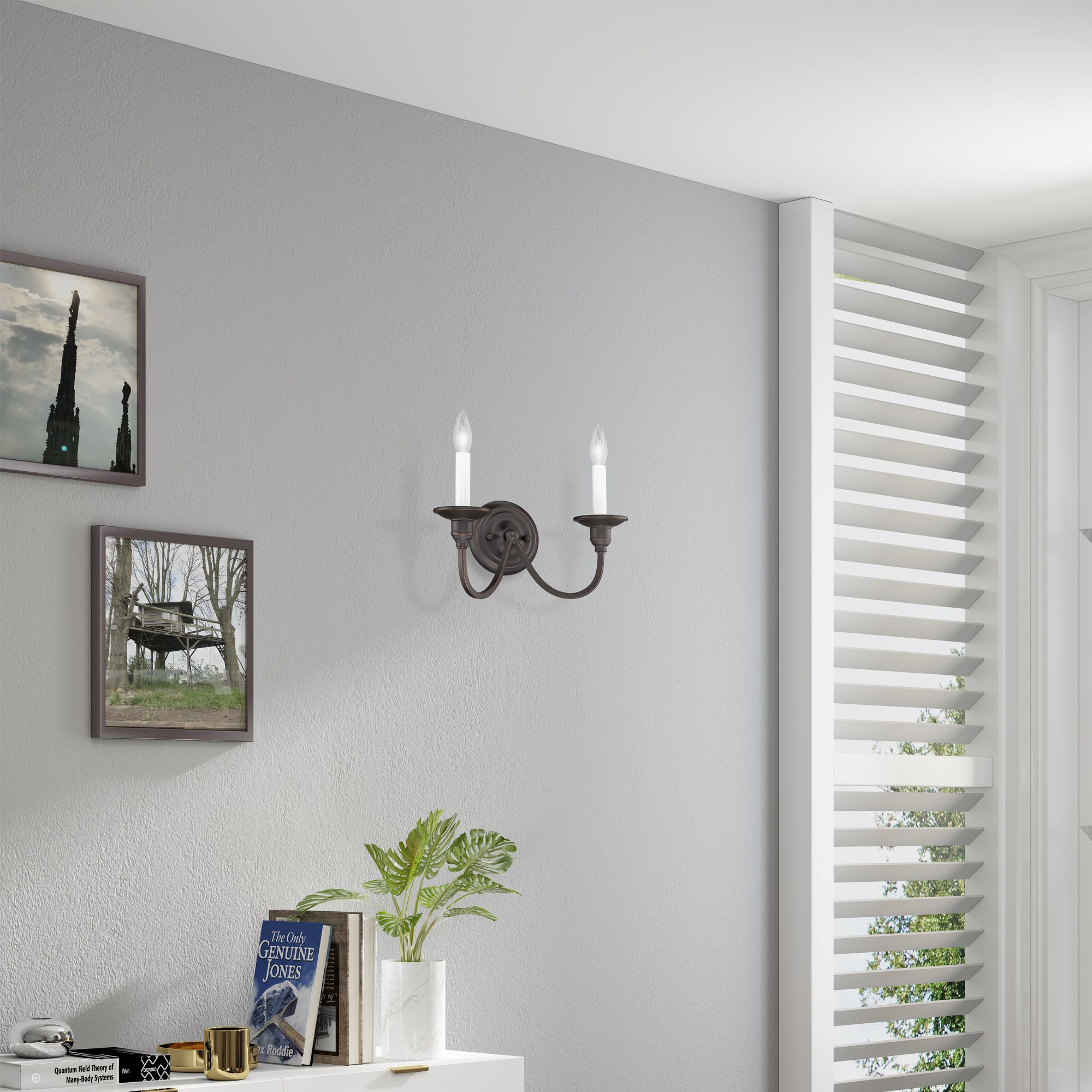 Cranford 9" H Hand-Applied Olde Bronze 2-Light Wall Sconce