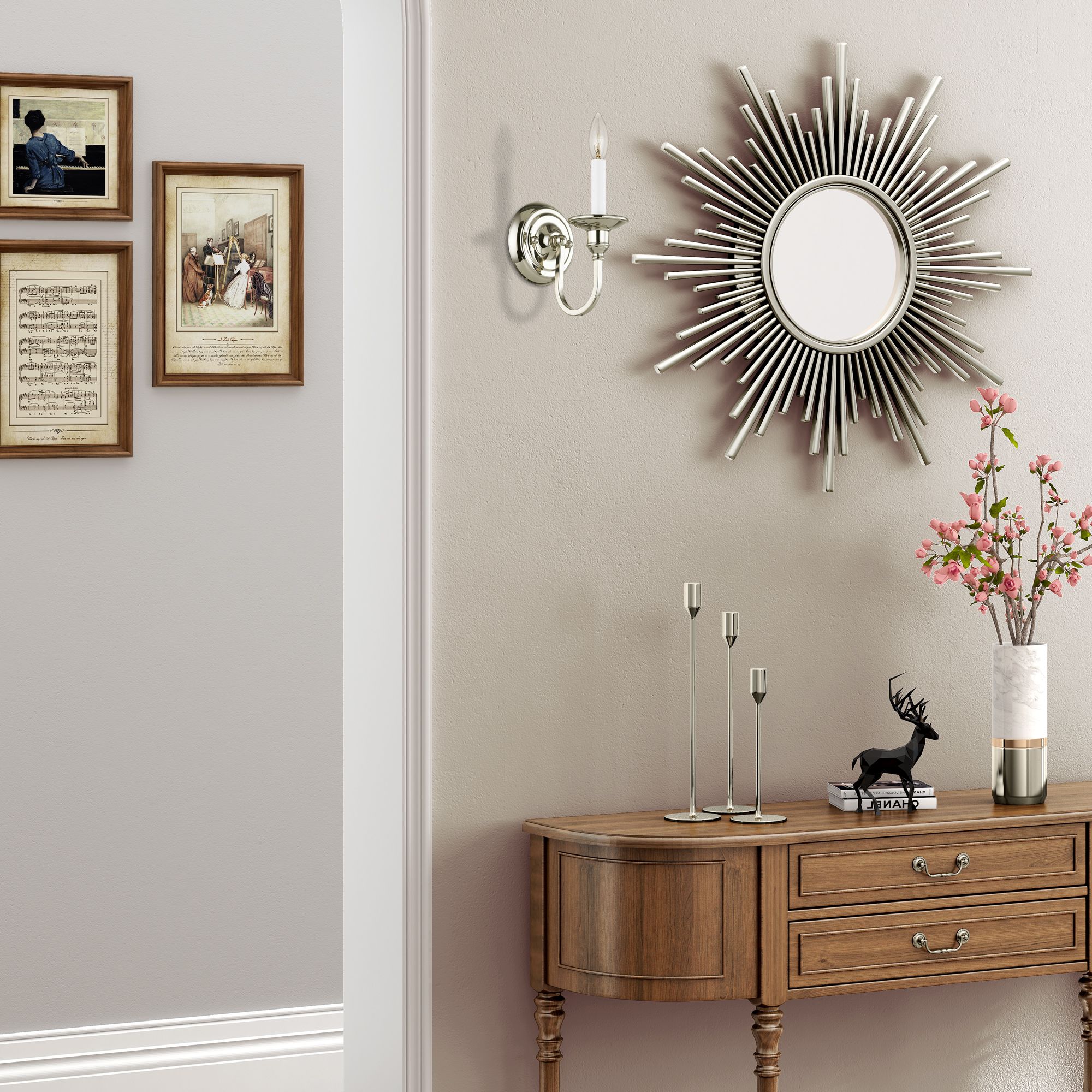 Cranford 9" High Polished Nickel Wall Sconce