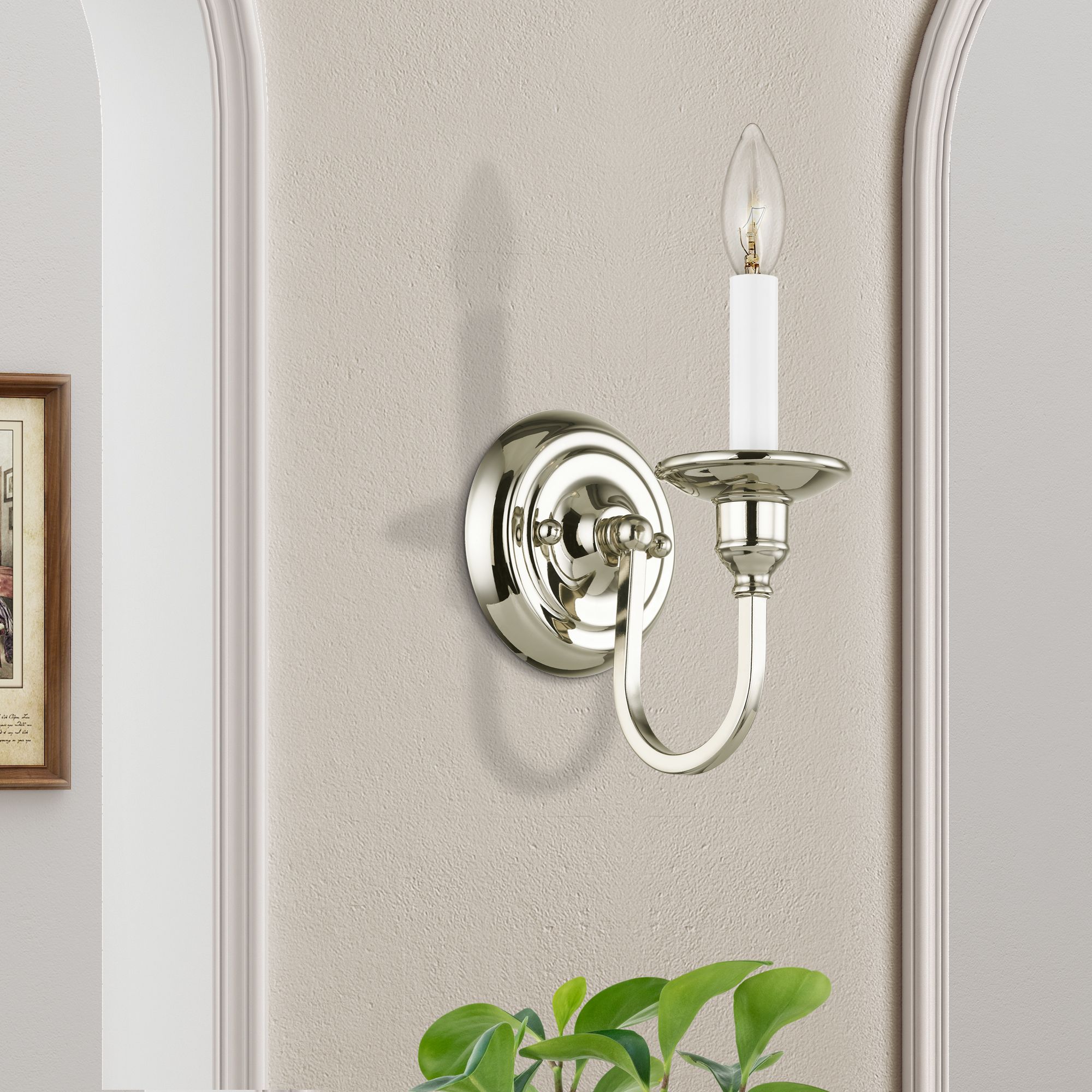 Cranford 9" High Polished Nickel Wall Sconce