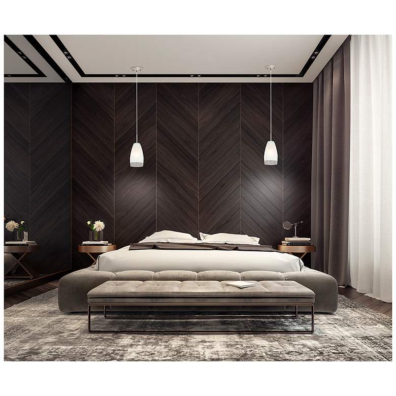 Image 3 Crash 1-Light Pendant - Matte Nickel Finish - Frosted Glass Shade more views