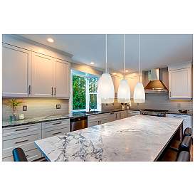 Image5 of Crash - 3-Light Island Pendant - Matte Nickel Finish - White Glass Shade more views