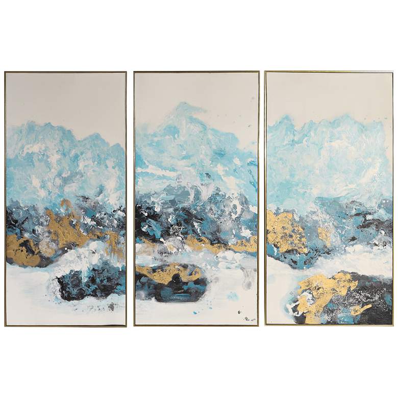 Image 2 Crashing Waves 48" High 3-Piece Framed Canvas Wall Art Set