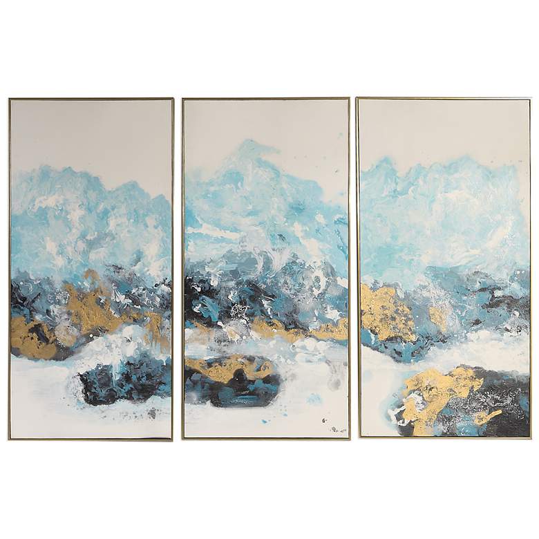 Image 2 Crashing Waves 48 inch High 3-Piece Framed Canvas Wall Art Set