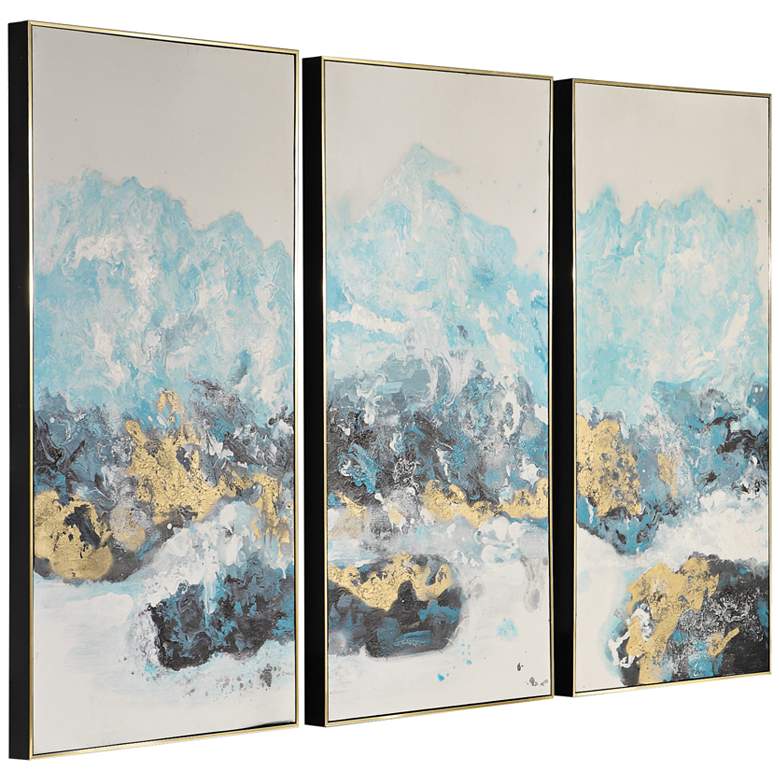 Image 3 Crashing Waves 48 inch High 3-Piece Framed Canvas Wall Art Set more views