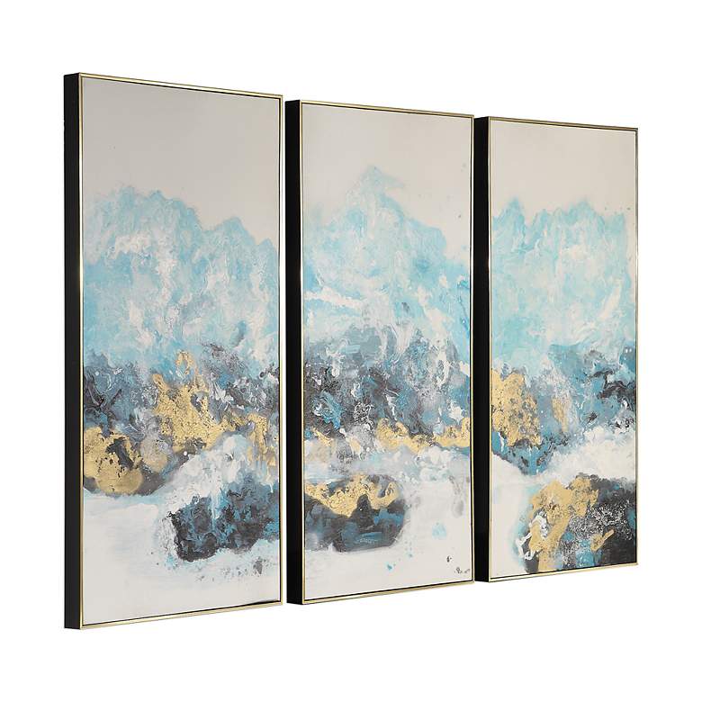 Image 3 Crashing Waves 48" High 3-Piece Framed Canvas Wall Art Set more views