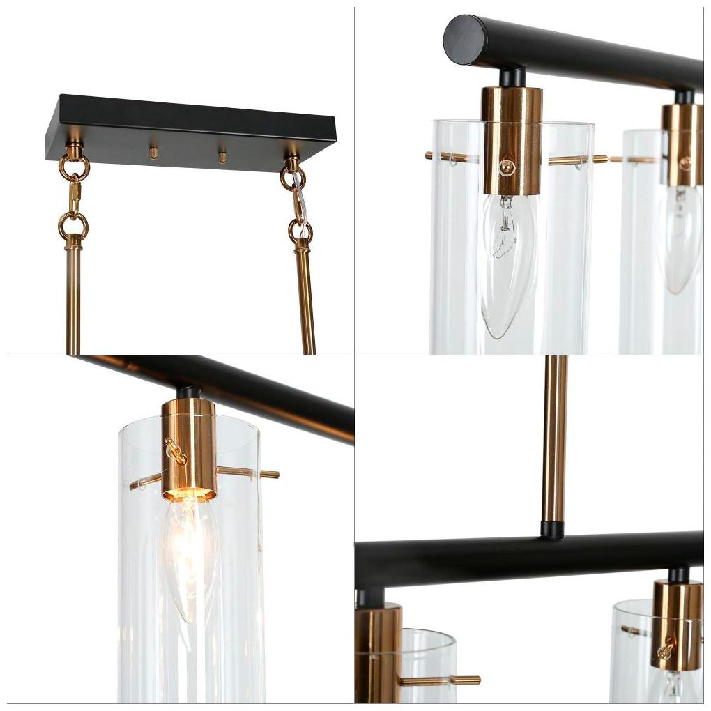 Image 3 Crassula 36"W Matte Black and Plating Brass 5-Light Pendant more views