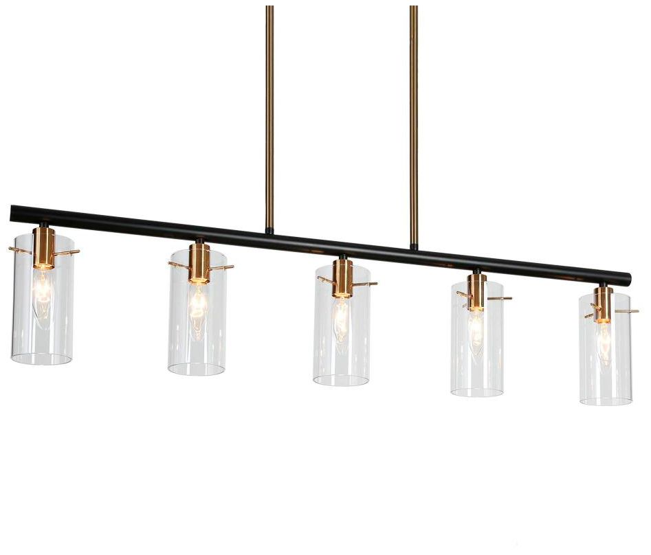 Image 4 Crassula 36"W Matte Black and Plating Brass 5-Light Pendant more views