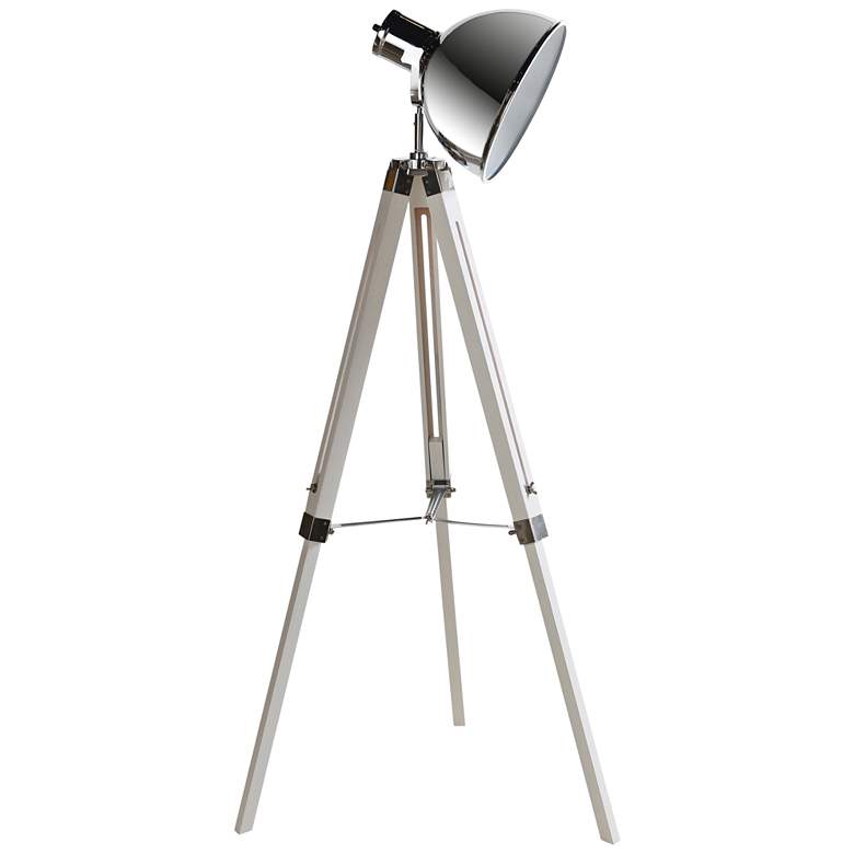 Image 1 Craven Polished Steel Tripod Floor Lamp