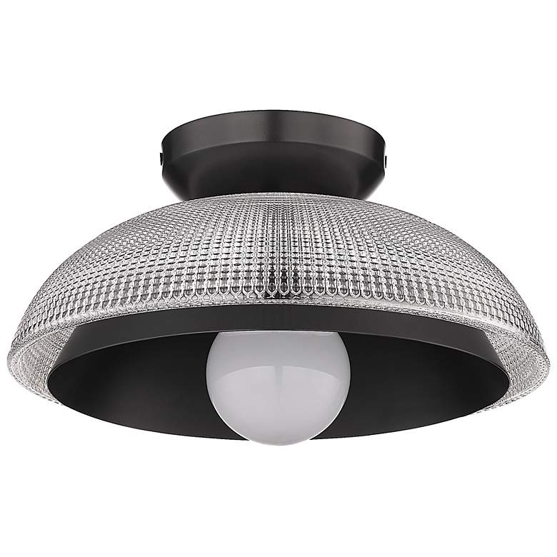 Image 2 Crawford 11.75" Wide 1-Light Matte Black Flush Mount with Retro Prism