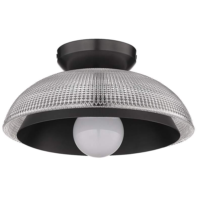 Image 1 Crawford 11.75 inch Wide 1-Light Matte Black Flush Mount with Retro Prism 