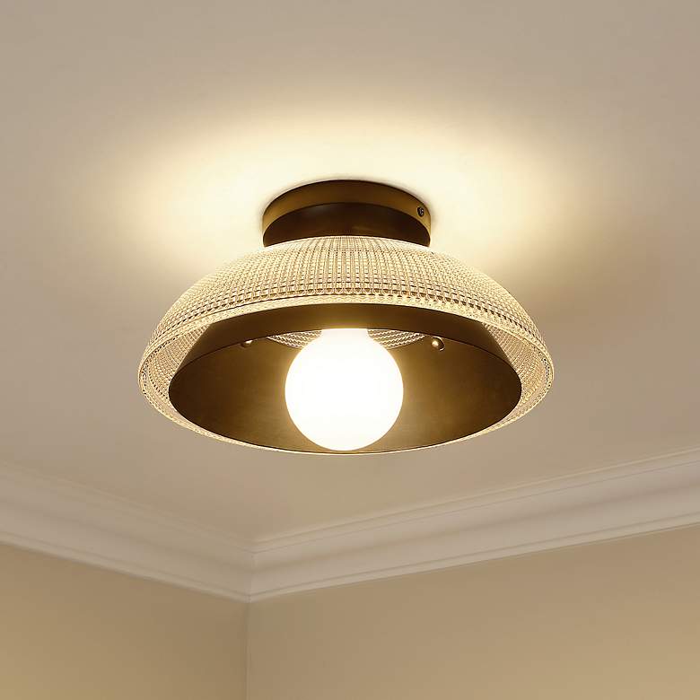 Image 4 Crawford 11.75" Wide 1-Light Matte Black Flush Mount with Retro Prism more views