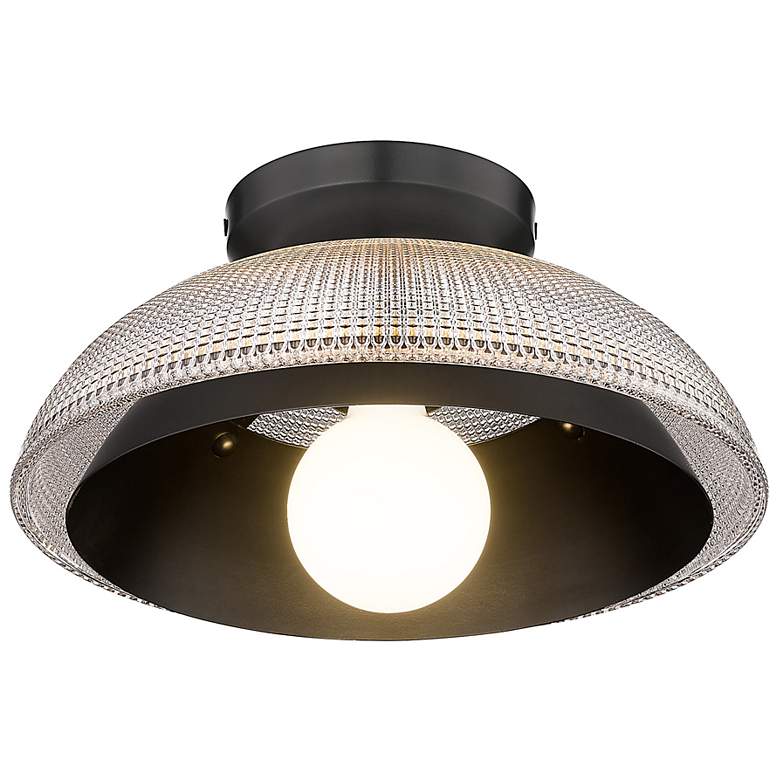 Image 5 Crawford 11.75" Wide 1-Light Matte Black Flush Mount with Retro Prism more views