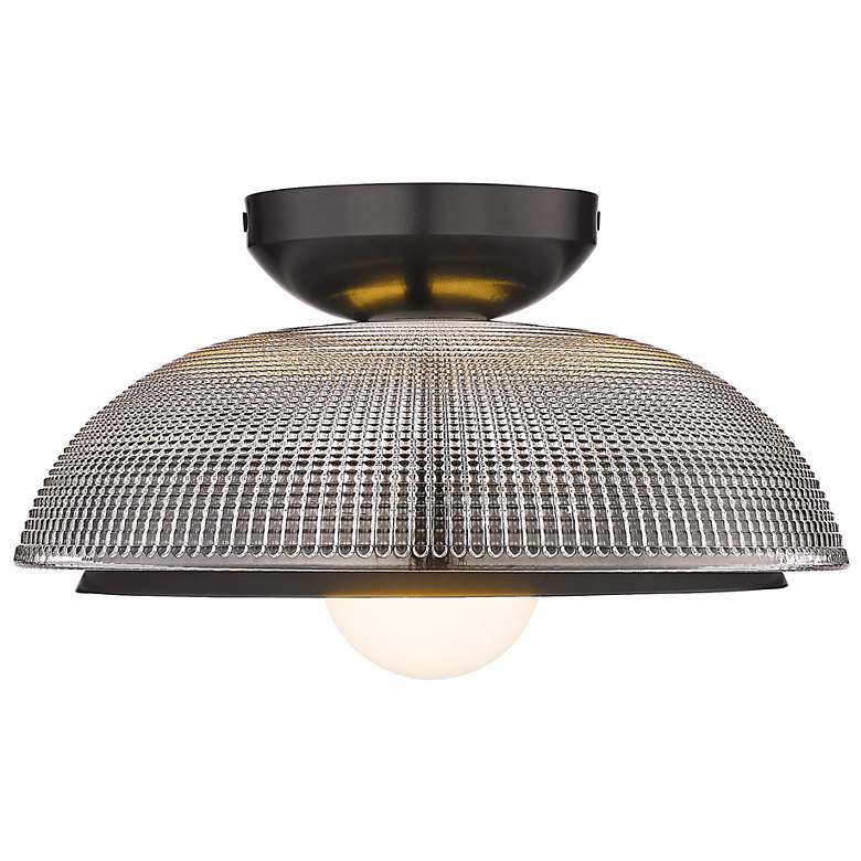 Image 6 Crawford 11.75" Wide 1-Light Matte Black Flush Mount with Retro Prism more views
