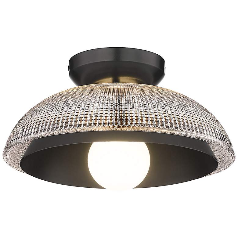 Image 7 Crawford 11.75" Wide 1-Light Matte Black Flush Mount with Retro Prism more views