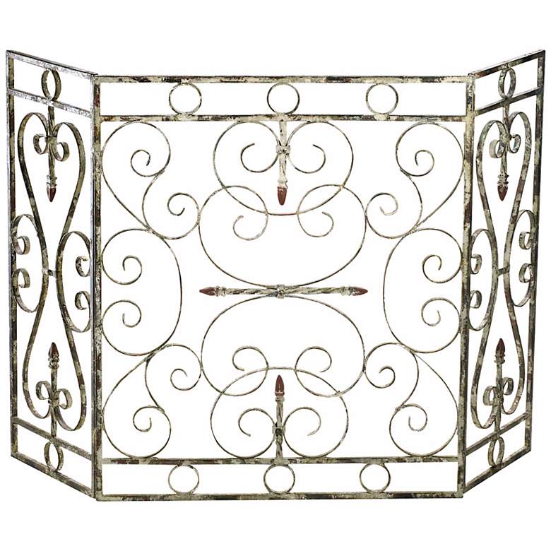 Image 1 Crawford Antique White 29 1/4 inch Iron Fireplace Screen