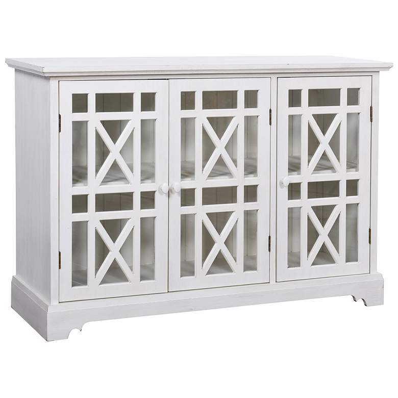 Image 1 Cream 48 inch Wide 3-Door Wooden Cabinet