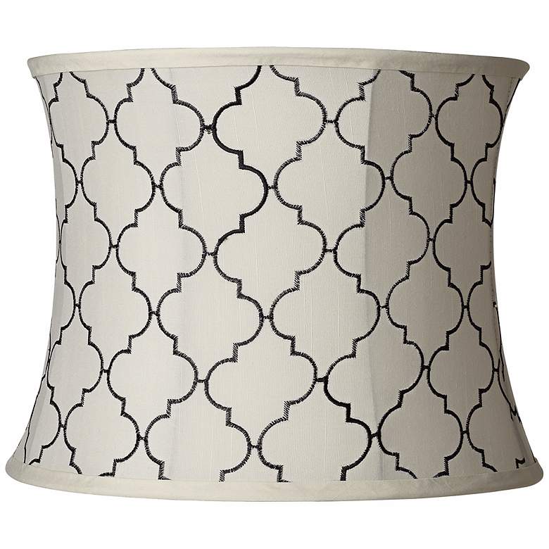 Image 1 Cream and Black Moroccan Tile Drum Shade 13x14x11 (Spider)