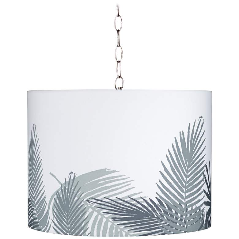 Image 1 Cream and Gray Palm 15 inch Wide Brushed Nickel Pendant Light