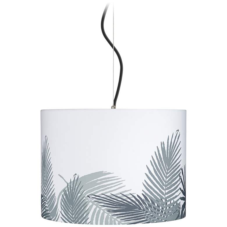 Image 1 Cream and Gray Palm Shade 15 inch Wide Pendant Light