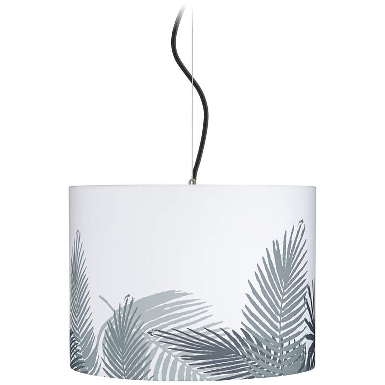 Image 1 Cream and Gray Palm Shade 15" Wide Pendant Light
