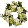 Cream and Green Hydrangea 22" Round Faux Flower Wreath