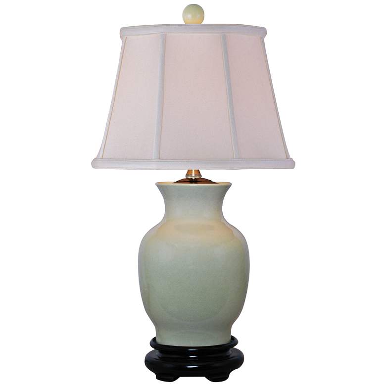 Image 1 Cream Celadon Porcelain Crackled Vase Table Lamp