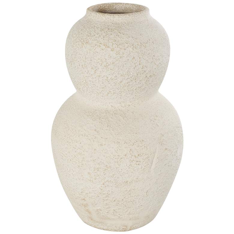 Image 1 Cream Ceramic Bohemian Vase, 9" x 9" x 15"