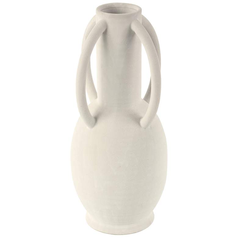 Image 1 Cream Ceramic Contemporary Vase, 7" x 7" x 15"